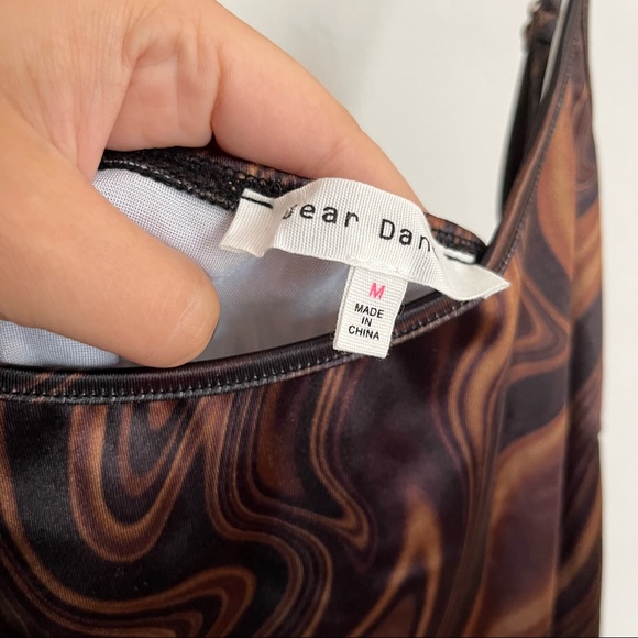 Bear Dance Brown Groovy Print Mini Dress Size Medium - Picture 2 of 7